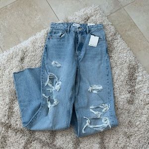Zara Wide Leg Distressed Jeans